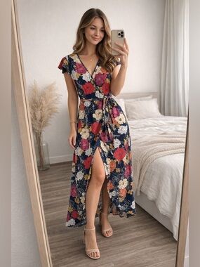 Beautiful floral wrap dress